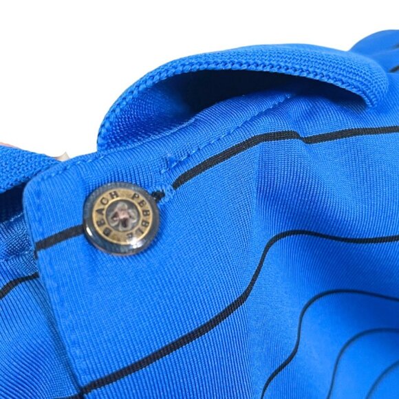 Pebble Beach Performance Golf Polo Mens Size M Royal Blue Striped Knit Preppy - Picture 3 of 10